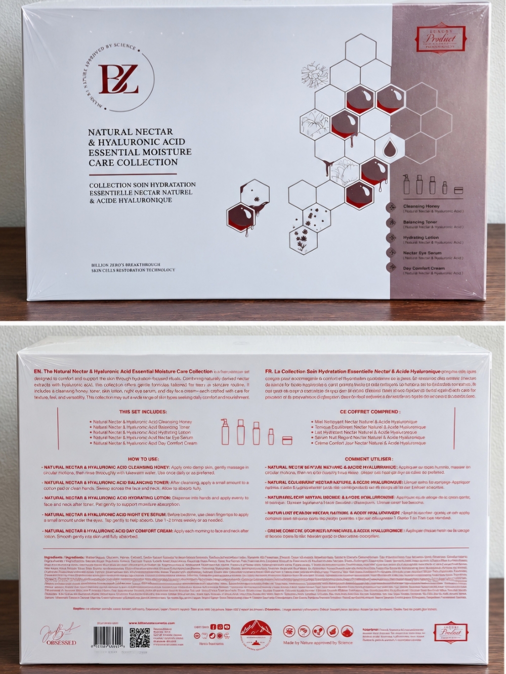 Natural Nectar & Hyaluronic Acid 5-Piece Skincare Set NEW Sealed